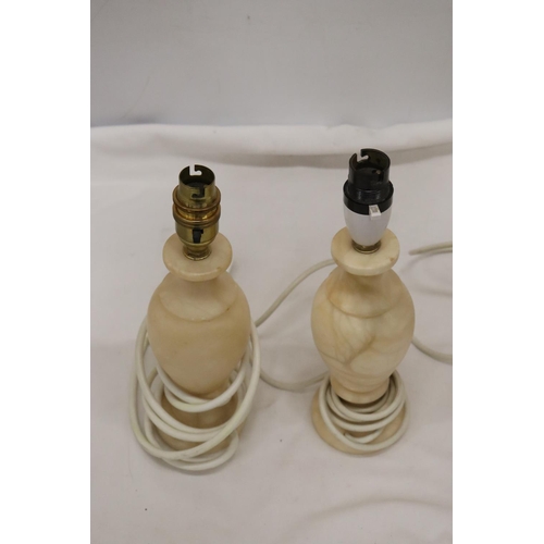 1028 - A PAIR OF MARBLE LAMP BASES