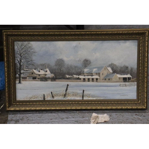 1057 - TWO FRAMED OIL ON BOARDS OF COUNTRY SCENES ONE R CHADWICK 95 AND 96