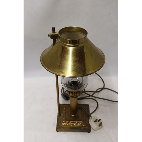 1074 - A VINTAGE ORIENT EXPRESS STYLE BRASS LAMP