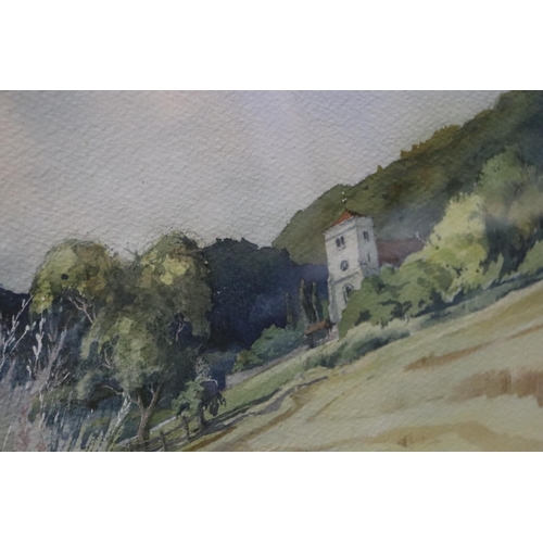 1103 - TWO SIGNED LANDSCAPE WATERCOLOURS, 59CM X 50CM