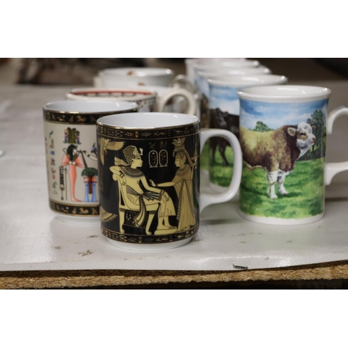 1121 - A QUANTITY OF MUGS TO INCLUDE, BORDER FINE ARTS WITH COW DECORATION