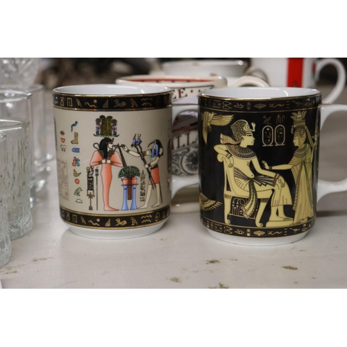 1121 - A QUANTITY OF MUGS TO INCLUDE, BORDER FINE ARTS WITH COW DECORATION