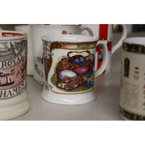 1121 - A QUANTITY OF MUGS TO INCLUDE, BORDER FINE ARTS WITH COW DECORATION