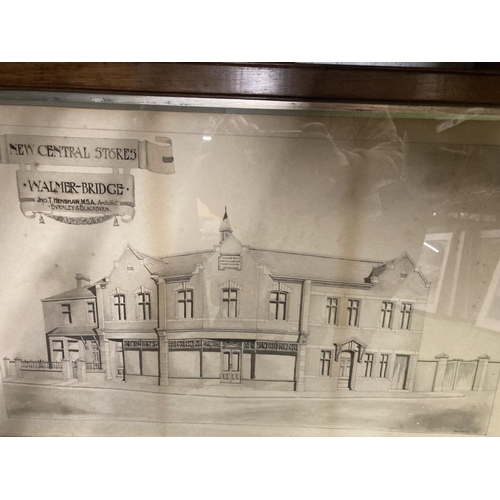 1301 - AN ORIGINAL 1903 FRAMED DRAWING - WALMER BRIDGE SHOP