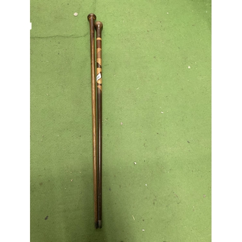 1302 - TWO VINTAGE WALKING STICKS ONE WITH TURNING SECTIONS