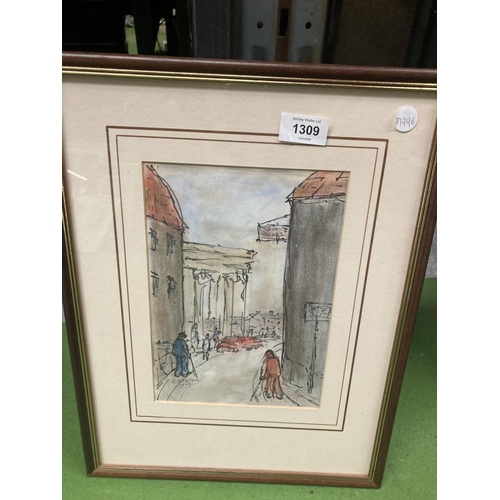 1309 - A FRAMED WATERCOLOUR SIGNED J DENTON 1922 'A MACCLESFIELD IMPRESSION'