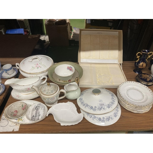 1311 - VARIOUS CERAMICS TO INCLUDE SERVING BOWLS, MINTON TEAPOT, JUGS ETC