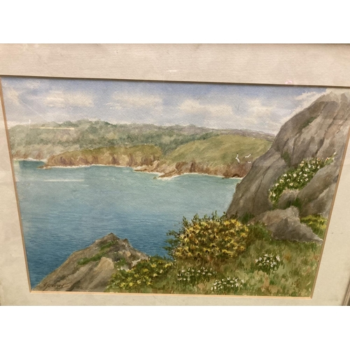 1312 - A VINTAGE SEASCAPE WATERCOLOUR, SIGNED ALLAN HODGMAN, 49CM X 39CM