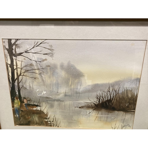 1315 - A FRAMED WATERCOLOUR OF A RIVER SCENE SIGNED TO LOWER RIGHT CORNER