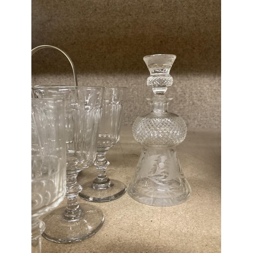 1327 - A QUANTITY OF GLASSWARE TO INC;LUDE A THISTLE DECANTER (A/F), GLASSES ETC