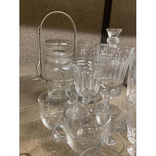 1327 - A QUANTITY OF GLASSWARE TO INC;LUDE A THISTLE DECANTER (A/F), GLASSES ETC