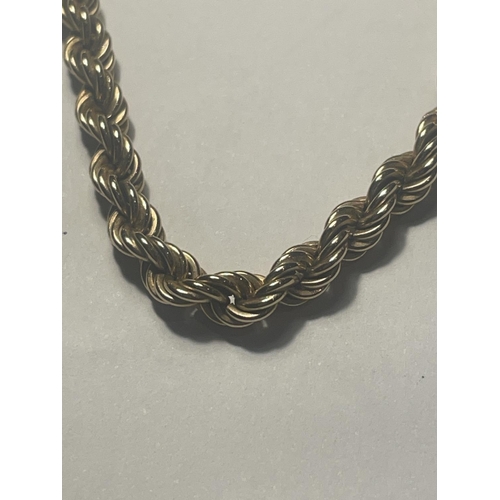 681 - A 9 CARAT GOLD ROPE NECKLACE MARKED 375 (CLASP A/F) GROSS WEIGHT 9.7 GRAMS