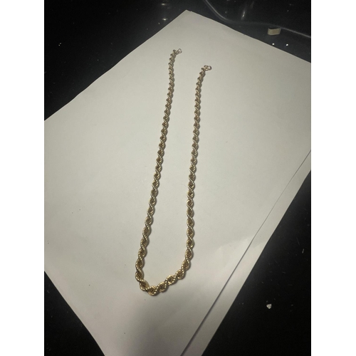 681 - A 9 CARAT GOLD ROPE NECKLACE MARKED 375 (CLASP A/F) GROSS WEIGHT 9.7 GRAMS