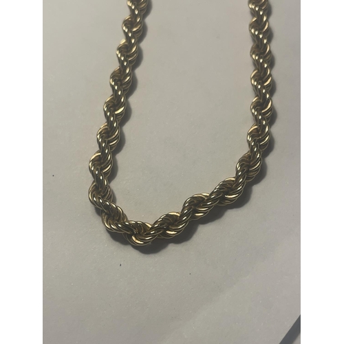 681 - A 9 CARAT GOLD ROPE NECKLACE MARKED 375 (CLASP A/F) GROSS WEIGHT 9.7 GRAMS