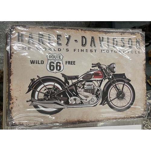 938A - A HARLEY DAVIDSON ROUTE 66 TIN PLATE SIGN