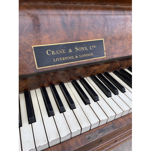 3016 - A CRANE & SONS (LIVERPOOL) OVERSTRUNG WALNUT PIANO