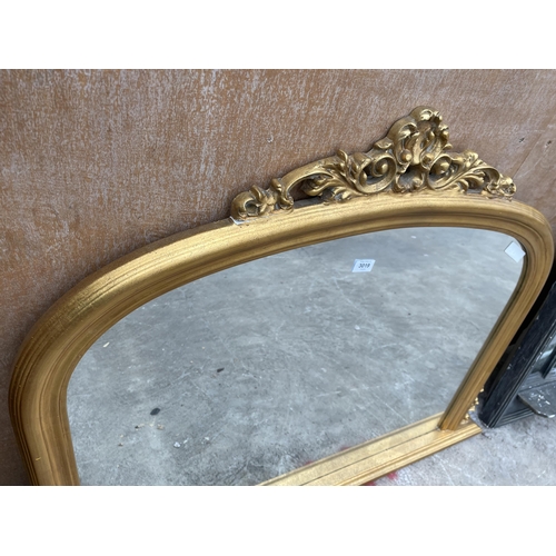 3019 - A 19TH CENTURY STYLE OVERMANTEL MIRROR, 48