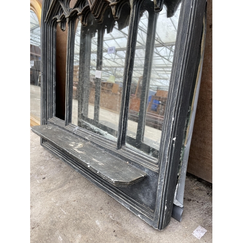 3020 - A MODERN GOTHIC STYLE WINDOW MIRROR, 39