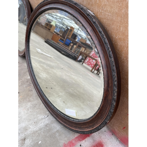 3021 - TWO OVAL BEVEL EDGE WALL MIRRORS