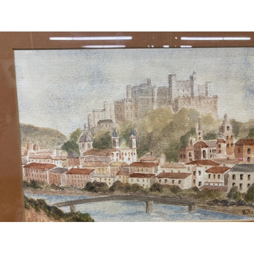 1324 - A FRAMED WATER COLOUR OF CASTLE