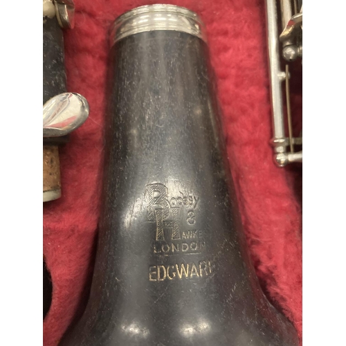 16 - A BOOSEY AND HAWKES EBONISED CLARINET IN A CASE