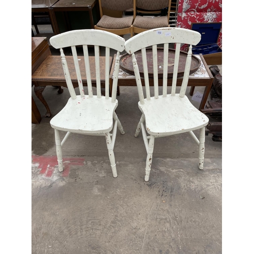 3058 - A PAIR OF PAINTED VICTORIAN STYLE KITCHEN CHAIRS