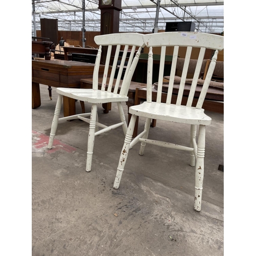 3058 - A PAIR OF PAINTED VICTORIAN STYLE KITCHEN CHAIRS