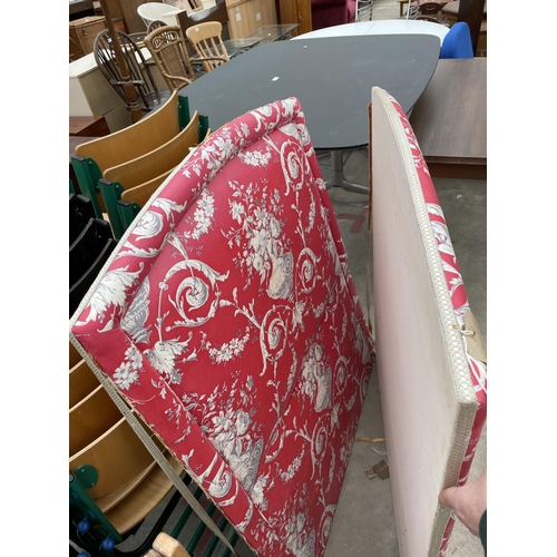 2916 - A PAIR OF 3' PADDED FLORAL HEADBOARDS