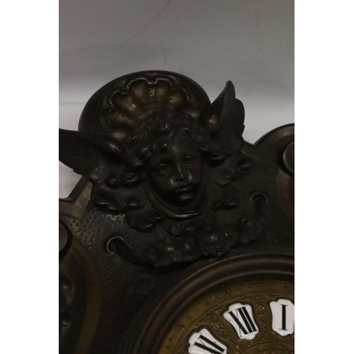 4 - A BRONZE CLOCK WITH NEPTUNE AND DOLPHIN DECORATION