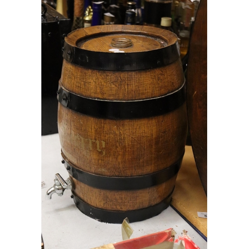 47 - A VINTAGE OAK SHERRY CASK WITH TAP