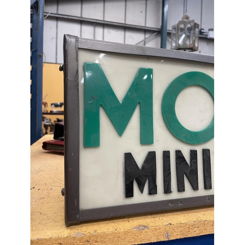 80 - AN ILLUMINATED MORRIS MINI-MINOR SIGN