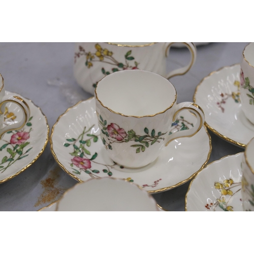 137 - A MINTON 'DAINTY SPRAYS' COFFEE SET TO INCLUDE A COFFEE POT, CREAM JUG, SUGAR BOWL, CUPS AND SAUCERS