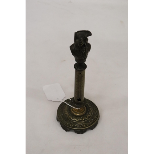 158 - A VINTAGE FRENCH BRASS THERMOMETER, HEIGHT 20CM