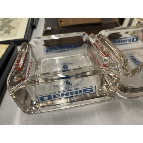 218A - TWO VINTAGE 'DENNIS BROTHERS LTD' GLASS ASHTRAYS