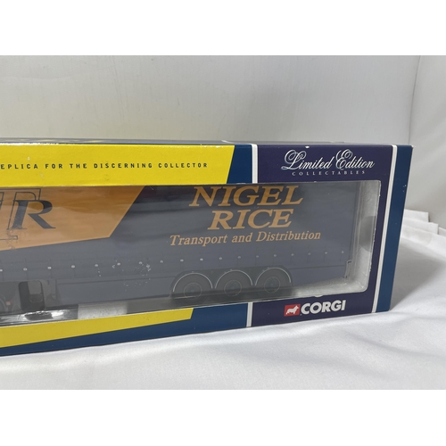 332 - A BOXED CORGI LIMITED EDITION, 1/50, SCALE RENAULT PREMIUM CURTAINSIDE TRUCK - NIGEL RICE