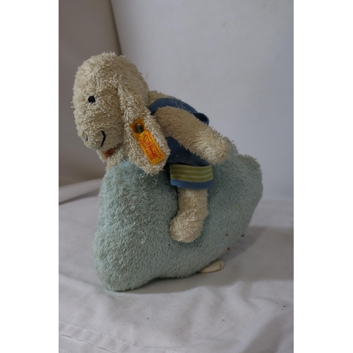 351 - A STEIFF BUNNY ON A CLOUD,WITH BUTTON IN EAR, NO. 230592