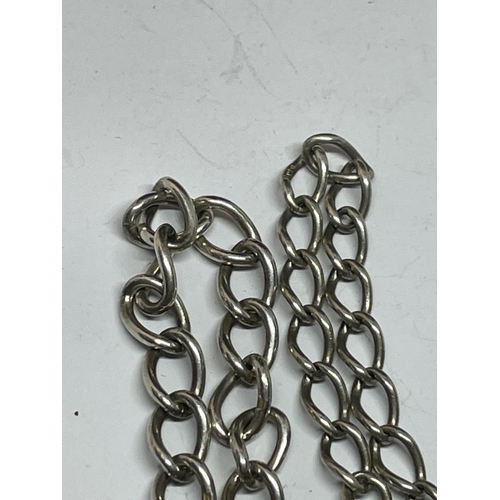 568 - TWO SILVER PADLOCK BRACELETS