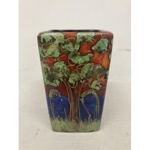 755 - AN ANITA HARRIS BLUEBELL WOOD VASE SIGNED IN GOLD