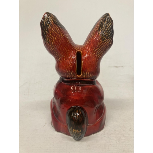 756 - AN ANITA HARRIS RABBIT MONEY BOX SIGNED IN GOLD