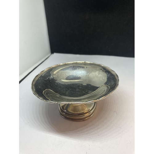 92 - A HALLMARKED BIRMINGHAM SILVER FOOTED DISH  GROSS WEIGHT 39.8 GRAMS