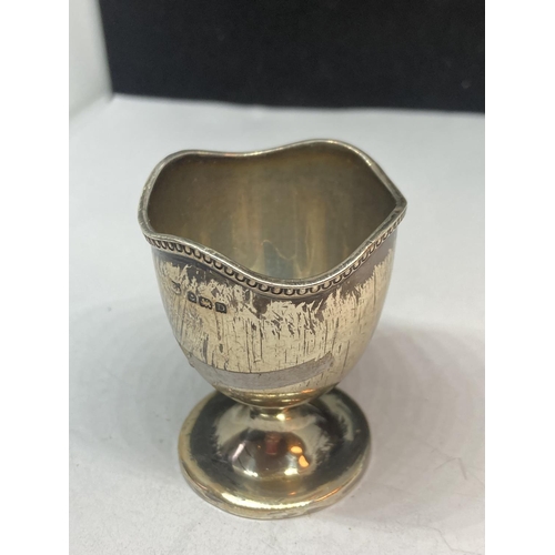 98 - A HALLMARKED BIRMINGHAM SILVER EGG CUP GROSS WEIGHT 38.4 GRAMS