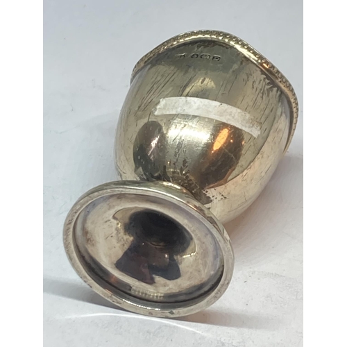 98 - A HALLMARKED BIRMINGHAM SILVER EGG CUP GROSS WEIGHT 38.4 GRAMS