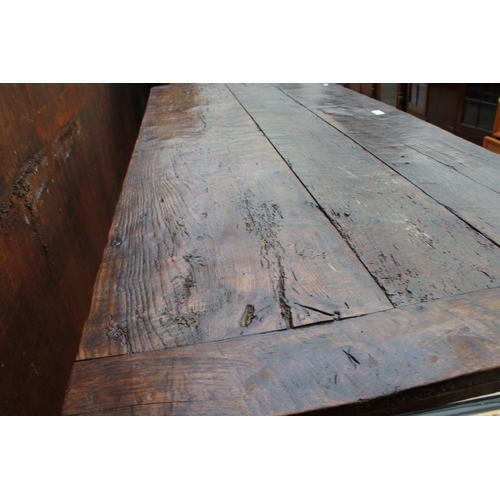 2512 - A GEORGIAN STYLE OAK REFECTORY TABLE ON BEECH BASE 79