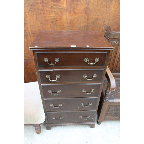 2520 - A MODERN MAHOGANY CHEST OF FIVE GRADUATED DRAWERS BEARING WARING AND GILLOW LABEL