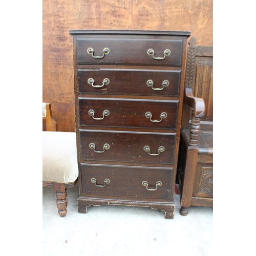 2520 - A MODERN MAHOGANY CHEST OF FIVE GRADUATED DRAWERS BEARING WARING AND GILLOW LABEL