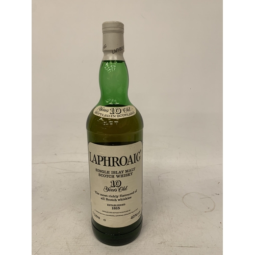 300A - A 1L BOTTLE OF LAPHROAIG 10 YEARS OLD SINGLE ISLAY MALT SCOTCH WHISKY, OLD LABEL