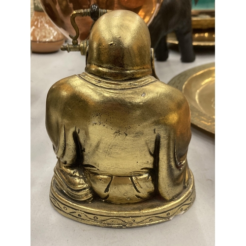 103 - A GILT MODEL OF A BUDDAH, HEIGHT 18CM