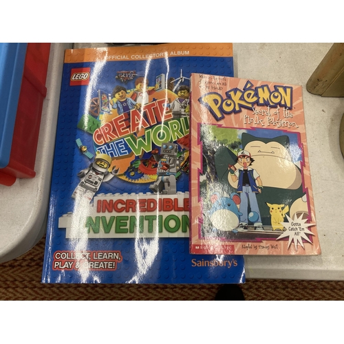 272 - A POKEMON BOOK AND LEGO ALBUM FULL OF STICKERS (UNSTUCK)