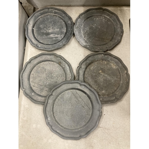 273 - FIVE VINTAGE PEWTER TRAYS 