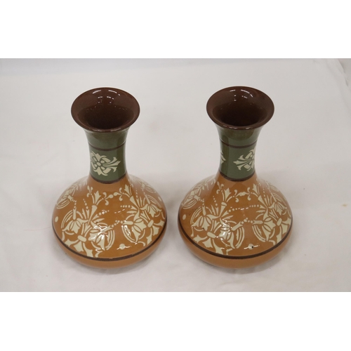 149 - A PAIR OF LANGLEY LOVIQUE WARE ART POTTERY VASES